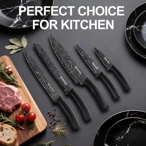 Miniatura 7 de Juego de cuchillos de cocina de 6 piezas con revestimiento antioxidante y asas ergonómicas, ligero, apto para lavavajillas, regalo para entusiastas