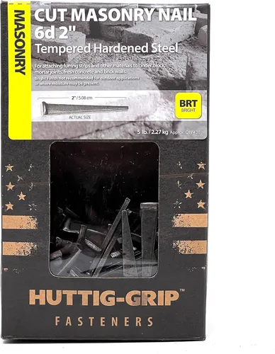 Miniatura 5 de Huttig-Grip - Clavo de mampostería de corte de 2 pulgadas 6d para montaje de tiras de pelaje, paquete de 420 clavos de 5 libras