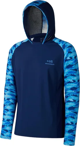 Miniatura 14 de BASSDASH Camisa de pesca de rendimiento UPF 50 para hombre, sudadera con capucha de camuflaje de manga larga FS17M