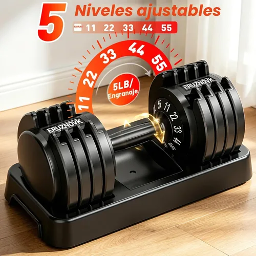 Miniatura 2 de 25/55lb Pair Adjustable Dumbbell Set, Adjustable Dumbbells Set of 2, 5 in 1/10 in 1 Free Weights Dumbbells Set with Anti-Slip Texture Handle