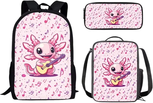 Miniatura 24 de Paquete de 3 bolsas escolares con estampado de bandera estadounidense para niños, mochila de gran capacidad para laptop, con cremallera, estuche