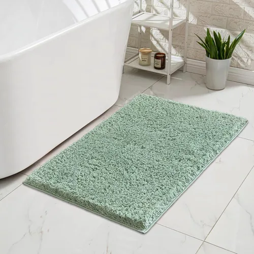 CozeCube Alfombra de Baño Verde Salvia 24" x 16", Alfombras de Baño para Baño Antideslizantes, Alfombras de Baño Ultra Suaves Lavables, Alfombras de