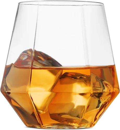 Miniatura 6 de Munfix Copas de vino de plástico sin tallo, paquete de 32 – en forma de diamante, irrompibles, desechables, de 12 onzas, de plástico transparente