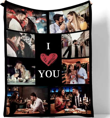Miniatura 38 de D-Story Manta personalizada con foto, entrega al día siguiente, hecha en EUA, Manta de collage personalizada, haz una manta personalizada
