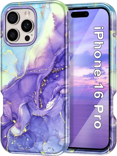 Miniatura 10 de Btscase Funda para iPhone 16e (2025), [probada en caídas de grado militar] Diseño de patrón de mármol delgado, resistente, a prueba de golpes
