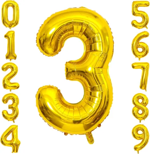 Miniatura 129 de SINBEE Globo dorado del número 10, papel de aluminio Mylar de 40 pulgadas, decoración de fiesta reutilizable para cumpleaños, aniversario, Oro