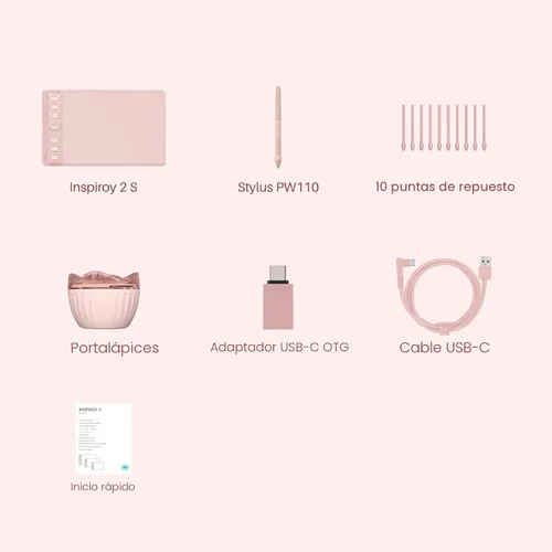 Miniatura 10 de HUION Inspiroy 2 Pequeña Tableta de Dibujo, Tableta de Arte Digital con Rueda de Desplazamiento, 6 Teclas de Acceso Rápido, Lápiz sin Batería