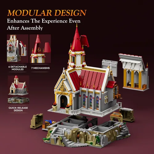 Miniatura 3 de LUMIBRICKS Castillo Medieval del Rey y Tesorería Conjunto de Ladrillos de Construcción - Colección Modular de Ciudad de la Edad Media