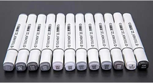 Juego de marcadores artísticos a base de alcohol de doble punta, 12 colores gris frío y gris cálido para proveedor de arte manga Mark