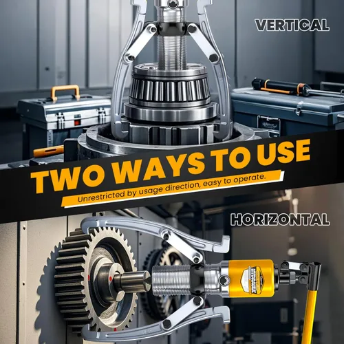 Miniatura 4 de NEWTRY Kit de extractor hidráulico de engranajes de 5 toneladas, separador de tracción de rodamientos de rueda, extractor de 3 mandíbulas, vertical