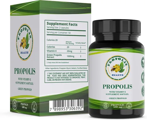 Miniatura 2 de Propolis Health Cápsulas de propóleos 1000 mg diarios con vitamina E por dosis - Extracto de propóleo verde brasileño puro - Refuerzo inmunológico