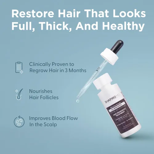 Miniatura 3 de Shapiro MD Hair Growth Experts Minoxidil Solución tópica al 5% para el crecimiento del cabello de los hombres, el suero promueve el crecimiento
