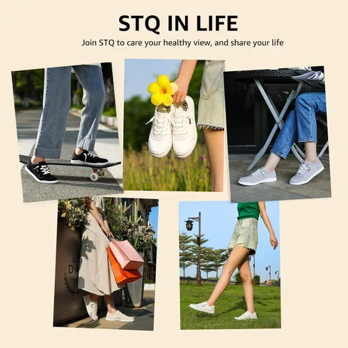 Miniatura 9 de STQ Zapatos sin cordones para mujer, zapatillas de lona clásicas de moda