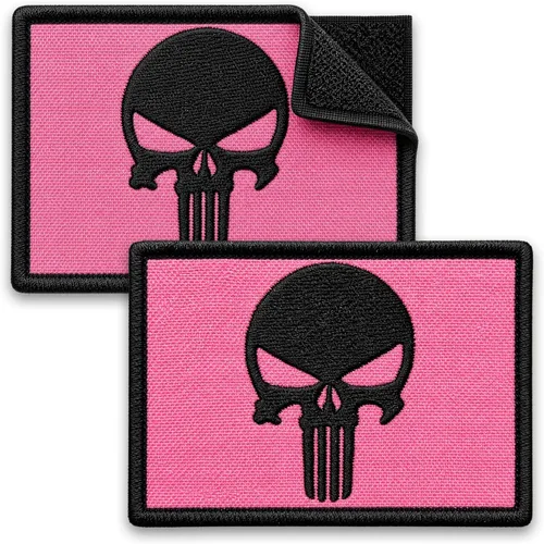 Miniatura 14 de Paquete de 2 parches de calavera roja bordados con gancho y bucle, parches militares tácticos para transportador de placas, mochila, casco, arnés