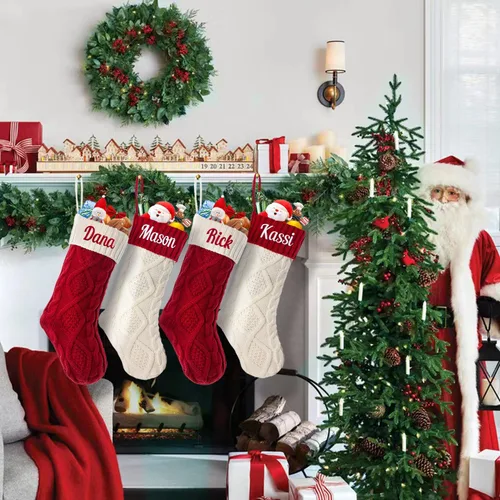 Miniatura 38 de Calcetines de Navidad personalizados para perros y gatos, calcetín de Navidad bordado con nombre personalizado en forma de pata de mascota o hueso