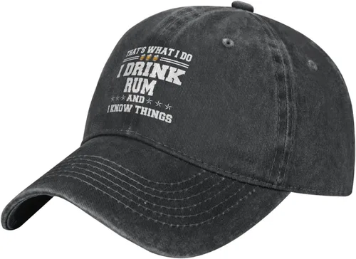 Miniatura 2 de Gorra de béisbol con texto en inglés "That's What I Do I Drink Rum and I Know Things" para hombre Gorras de béisbol, Negro