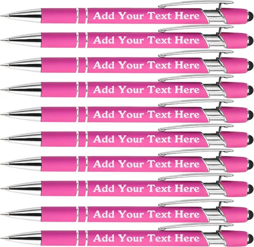Miniatura 60 de Bolígrafos personalizados a granel grabados personalizados con punta de lápiz capacitivo, bolígrafos personalizados de tinta negra, regalos