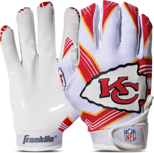 Franklin Sports - Guantes de receptor de fútbol americano juvenil de la NFL, par de guantes de fútbol para niños con logotipos de equipos de la NFL