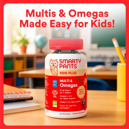 Miniatura 2 de Gomas de multivitaminas para niños SmartyPants - Fórmula mejorada: Omega 3 (DHA/EPA), vitaminas D3, C, B12, B6, vitamina A, K y zinc, sin gluten