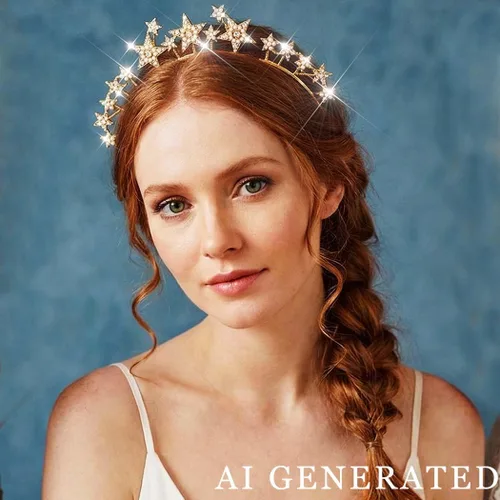 Miniatura 7 de Fashey Diadema de estrella plateada con halo de estrellas, accesorios para el cabello para mujer (dorado)