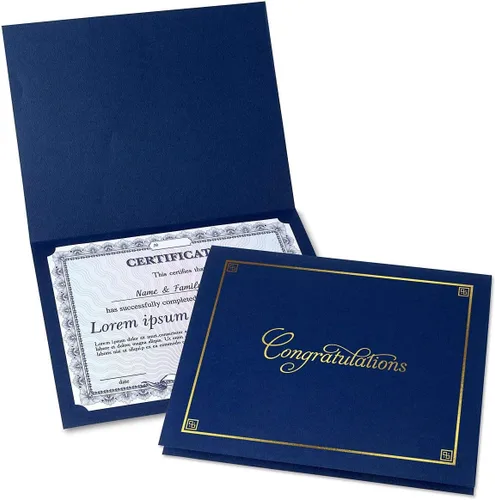 Miniatura 11 de Carpetas para certificados de felicitaciones en negro y plateado, paquete de 25, cubierta de lino de 80 libras, plegadas, esquinas troqueladas