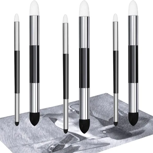 Kosiz - Brocha de esponja de mezcla de doble cabeza para frotar y pulir, lavable, esponja de frotación para boceto, borrador reutilizable, Blanco