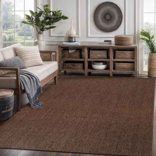Miniatura 77 de CAMILSON Easy Alfombra de yute, 2 x 3 pulgadas, interiores y exteriores, fibra gris oscuro, para sala de estar, patio y cocina, diseño tejido