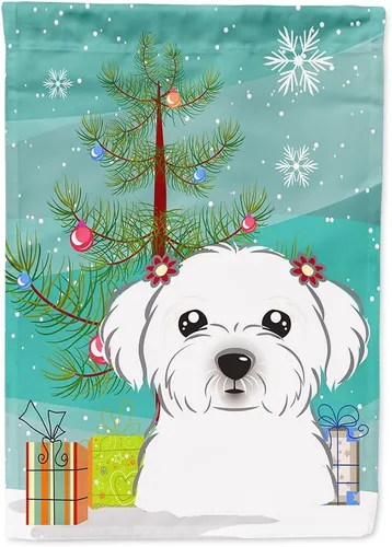 Miniatura 81 de Caroline's Treasures BB1622CHF - Bandera de casa Shih Tzu con árbol de Navidad y gris plateado para porche, grande, para colgar en la pared