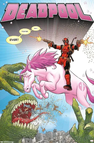 Miniatura 11 de Marvel Comics Deadpool - Póster de pared de unicornio, 34 pulgadas de largo x 22.4 pulgadas de ancho, paquete de póster y clip