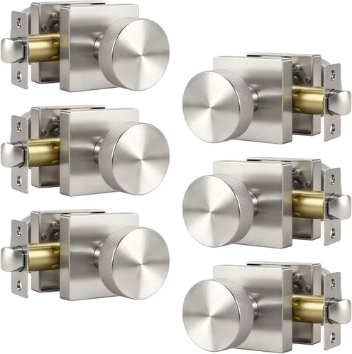 Miniatura 25 de Knobonly Paquete de 6 pomos de puerta negros para dormitorio y baño, pomos de puerta de privacidad interiores con cerradura, pomos de puerta
