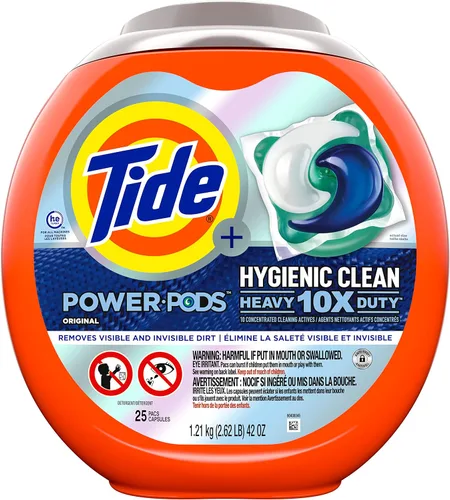 Miniatura 5 de Tide Hygienic Clean Heavy 10x Duty Power PODS - Paquete de detergente para ropa, original, 25 unidades, para suciedad visible e invisible