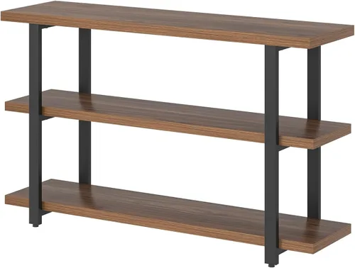 Miniatura 9 de FOLUBAN Mesas de consola para entrada, mesa de sofá moderna de madera y metal con estantes de almacenamiento para sala de estar, pasillo, entrada