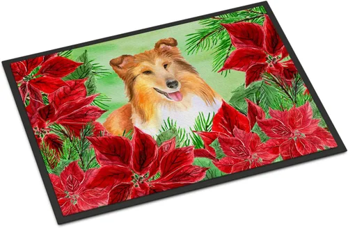 Miniatura 46 de Caroline's Treasures CK1311MAT Cavalier Spaniel Poinsettas - Felpudo de 18 x 27 pulgadas, tapete para puerta delantera, interior y exterior
