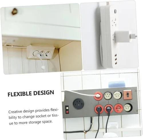 Miniatura 9 de BESPORTBLE 10 pares de soportes de panel de conexión de cable montado en la pared sin perforaciones
