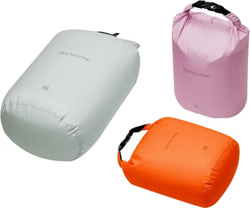 Miniatura 64 de Bee Nesting Juego de bolsas secas ultraligeras para mochileros, saco seco impermeable para camping, senderismo, motocicleta, saco de cosas ligeras