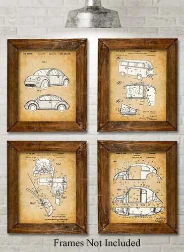 Miniatura 2 de Volkswagen Beetle - Juego de cuatro fotos (8 x 10) sin marco, hace una gran decoración de cueva de hombre y regalo por menos de $20