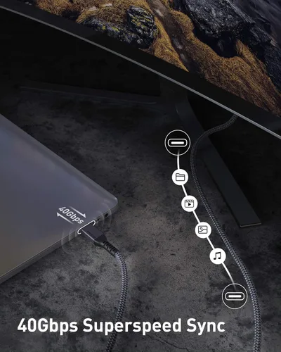 Miniatura 3 de Maxonar Cable Thunderbolt 4, compatible con sincronización de datos de 40 Gbps, carga de 240 W y 8K/5K a 60 Hz para dispositivos Thunderbolt 4/3