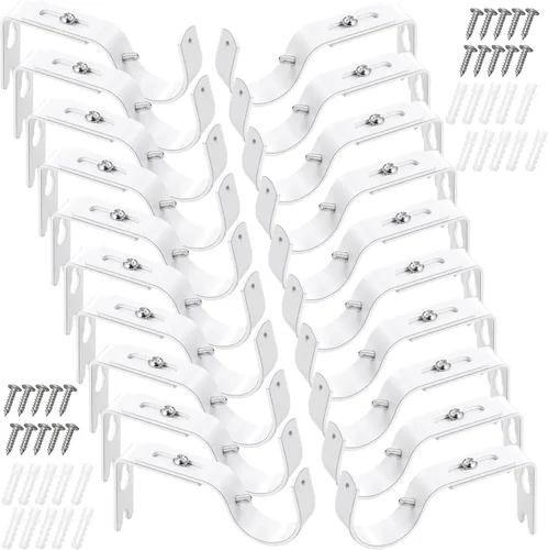 Miniatura 8 de Frienda 4 soportes de barra de cortina resistentes pintados de plata ajustables para barra de cortina de 1 pulgada de diámetro, soportes de Plata