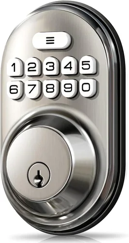 Veise Cerradura de puerta de entrada sin llave, cerrojo de teclado electrónico, entrada con llave, cerradura automática, contraseña antimirada,