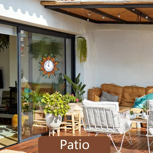 Miniatura 6 de Reloj de Exterior con Termómetro e Higrómetro Combo, Reloj de Pared Exterior Silencioso Sin Tictac, Reloj de Cuarzo Impermeable para Patio, Sala