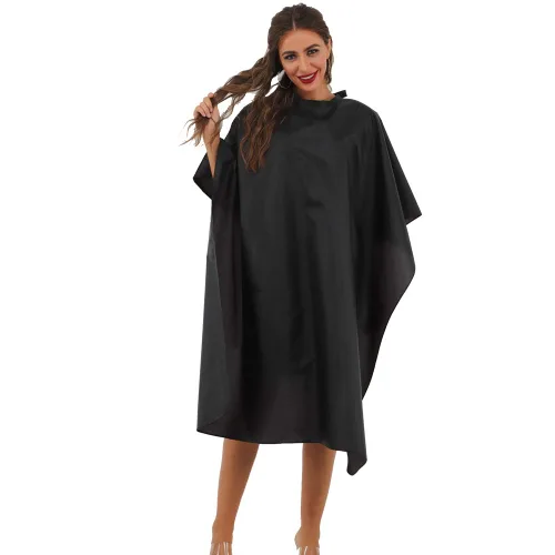 Miniatura 7 de Capa de peluquería negra impermeable para peluquería profesional con cierre de metal a presión para cortar el cabello (negro, paquete de 10)