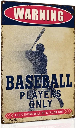 ALKB Regalos de béisbol para niños, letrero de metal de 8 x 12 pulgadas, decoración de béisbol para decoración de habitación de niños Solo jugadores