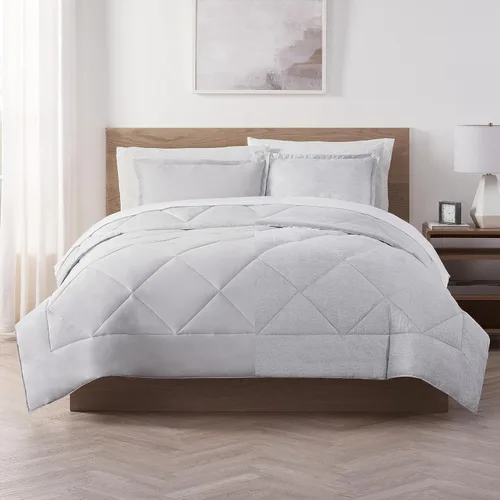 Serta Juego de edredón reversible de 2 piezas con fundas de almohada para todas las estaciones, tamaño individual/individual XL, microchip