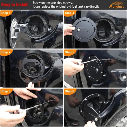 Miniatura 4 de Aunginsy Tapa de Repuesto para Tanque de Combustible de Automóvil con Cerradura Antirrobo Compatible con Toyota Tundra 2007-2021 Cubierta de Puerta