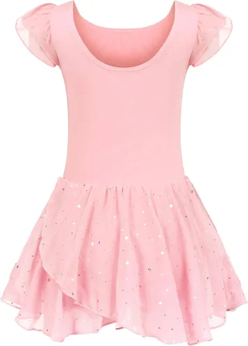Miniatura 2 de Arshiner - Vestido de ballet para niñas con mangas con volado malla con falda tutú