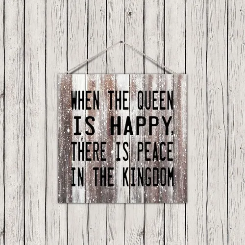Miniatura 3 de Decorative Wood Pallet Sign Plaque Funny Saying When The Queen Is Happy There Is Peace in The Kingdom Rustic Wood Family Sign Craft Sign Country