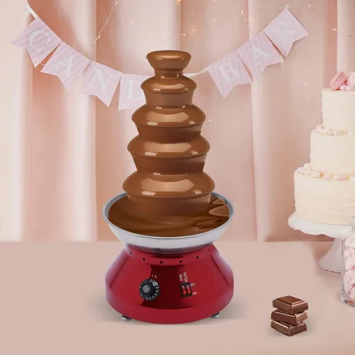 Miniatura 9 de CNCEST Fuente de chocolate, torre comercial de fondue de chocolate caliente de 110 V, 230 W, 5 niveles, 7 libras, 3 L, gran capacidad, máquina