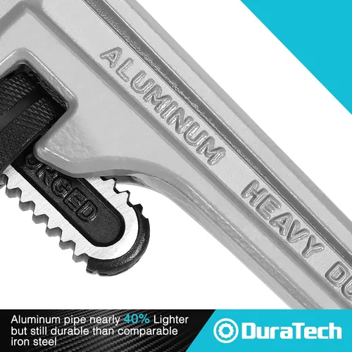 Miniatura 4 de DURATECH Juego de llaves de tubo recto de aluminio resistente de 3 piezas, 10 pulgadas, 14 pulgadas, 18 pulgadas, juego de llaves de fontanería