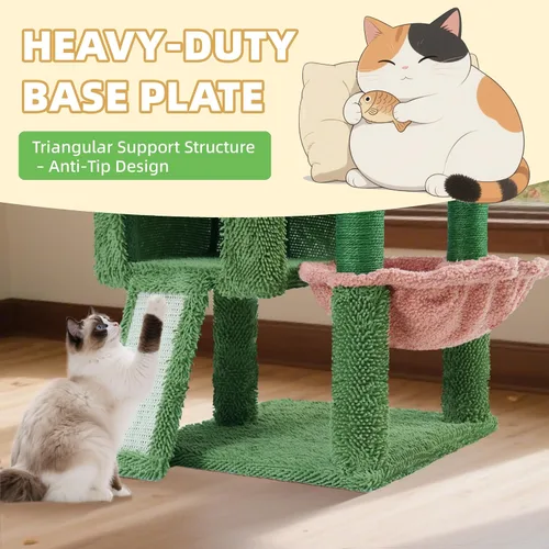 Miniatura 4 de TWDEPART Torre de árbol para gatos todo en uno de 37.5 pulgadas con tabla de rascar y postes, acogedora hamaca para dormir y pelotas de juguete