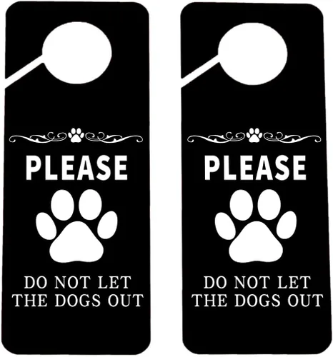 Miniatura 10 de CENWA 2 letreros divertidos para colgar en la puerta con texto en inglés «Please Don' t Let The Cats/Dogs Out», «Please Do Not Disturb», decoración